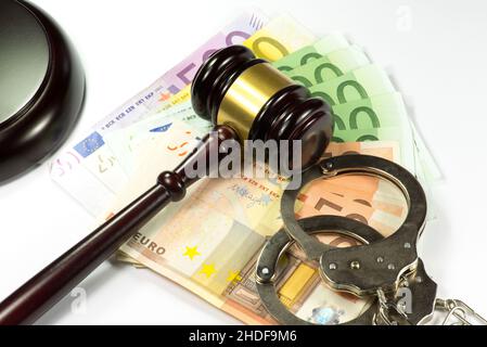 euro, polsini, gavel, manichetta Foto Stock