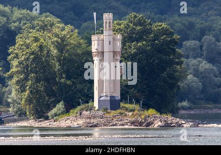 Torre del mouse di Bingen nel Reno, nel sito del Patrimonio Mondiale dell'Umanità della Valle del Medio Reno superiore, Bingen, Renania-Palatinato, Germania Foto Stock