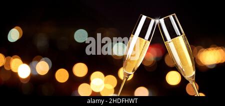 frizzante, brindisi, vigilia di capodanno, toast, eves di capodanno Foto Stock