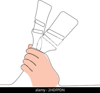 Pittore che indossa guanti pittura parete con rullo Illustrazione Vettoriale