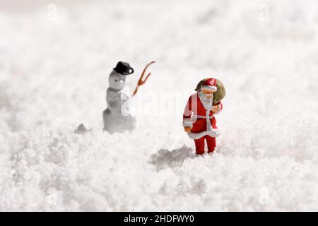 neve, clausola di santa, pupazzo di neve, nevoso, santa, pupazzi di neve Foto Stock