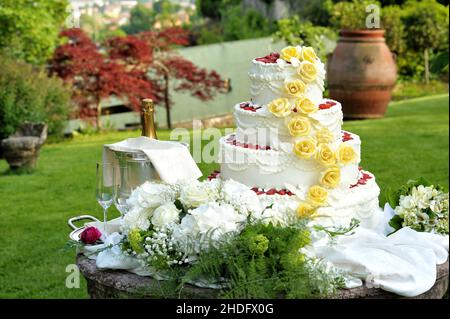 decorazione, torta di nozze, ricevimento di nozze, decorazioni, torte di nozze, ricevimenti nuziali Foto Stock