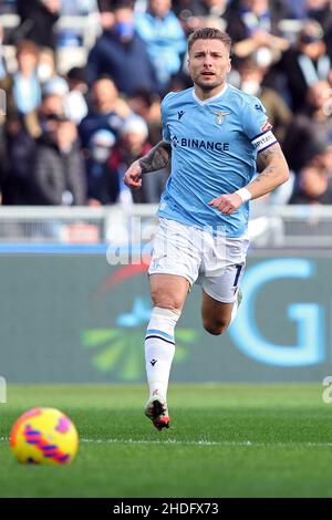 Roma, Italia. 06th Jan 2022. Ciro immobile del Lazio in azione durante il campionato italiano Serie A partita di calcio tra SS Lazio ed Empoli FC il 6 gennaio 2022 allo Stadio Olimpico di Roma - Foto Federico Proietti/DPPI Credit: DPPI Media/Alamy Live News Foto Stock