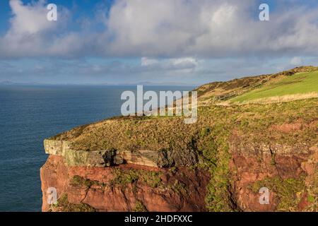 Gli strati sedimentari delle scogliere del Pembrokeshire Coast Path a St Brides Bay, Galles del Sud Foto Stock