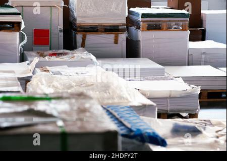 pila di carta, impianto di stampa, pile di carta, cartografia, impianti di stampa Foto Stock