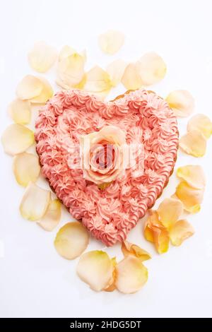 cuore, san valentino, torta di crema, cuori, san valentino, san valentino, san valentino, panna dolci Foto Stock