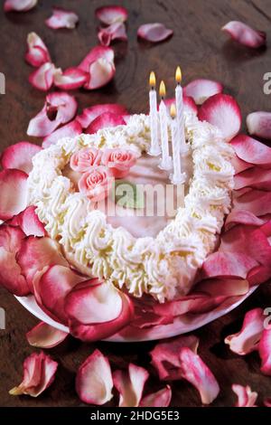 cuore, san valentino, torta di crema, cuori, san valentino, san valentino, san valentino, panna dolci Foto Stock