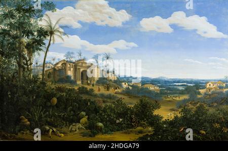 Veduta di Olinda, Brasile, paesaggio dipinto da Frans Jansz Post, 1662 Foto Stock