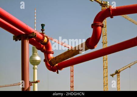 berlino, costruzione, cantiere, pipeline, costruzioni, cantieri edili, siti, condotte Foto Stock