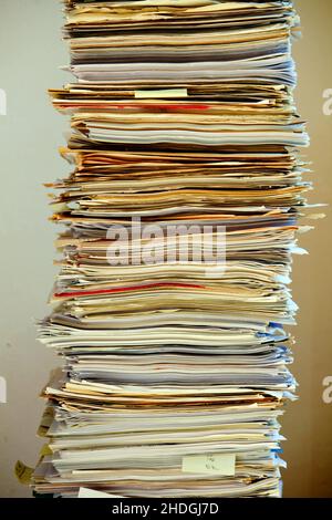 carta riciclata, documenti, pila di carta, carta riciclata, riciclaggio, documenti, pile di carta, documenti cartacei Foto Stock