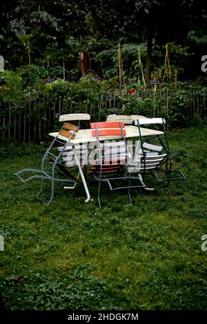 mobili da giardino, sedie da giardino, assegnazione, mobili da giardino, sedia da giardino, assegnazioni Foto Stock
