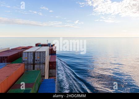 container di carico, nave container, trasporto merci, container di carico, navi container, trasporto merci, trasporto Foto Stock