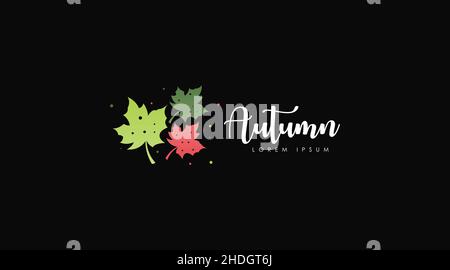 Autunno Logo Design concetto Vector isolato in sfondo nero. Modello di logo stagionale per l'autunno Illustrazione Vettoriale