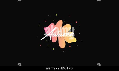Autunno Logo Design concetto Vector isolato in sfondo nero. Modello di logo stagionale per l'autunno Illustrazione Vettoriale