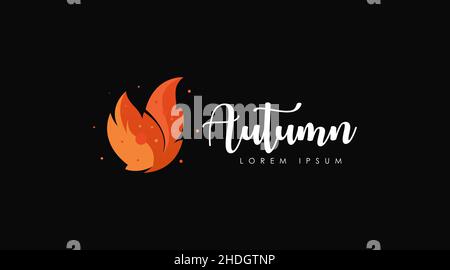 Autunno Logo Design concetto Vector isolato in sfondo nero. Modello di logo stagionale per l'autunno Illustrazione Vettoriale