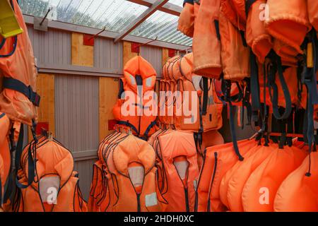 giubbotto salvagente, giubbotti salvagente, giubbotto salvagente Foto Stock