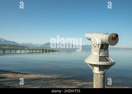 telescopio, chiemsee, alpi chiemgau, telescopi, chiemsee Foto Stock