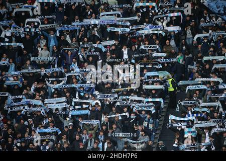 Roma, Italia. 6th Jan 2022. Una visione generale dei tifosi laziali a nord si trova durante la Serie A partita tra SS Lazio vs Empoli FC allo Stadio Olimpico il 6 gennaio 2022 a Roma. (Credit Image: © Giuseppe fama/Pacific Press via ZUMA Press Wire) Foto Stock