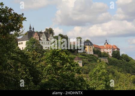 castelli di dornburg, castello di dornburg, castello di rococò, castello di dornburg, castelli rococò Foto Stock