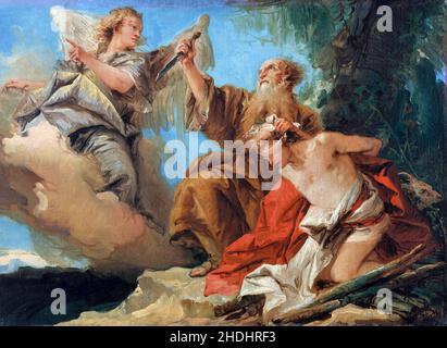 Il sacrificio di Isaac di Giovanni Domenico Tiepolo (1727-1804), olio su tela, metà 1750s Foto Stock