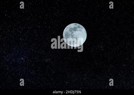 luna piena, cielo stellato, lune piene, stella Foto Stock