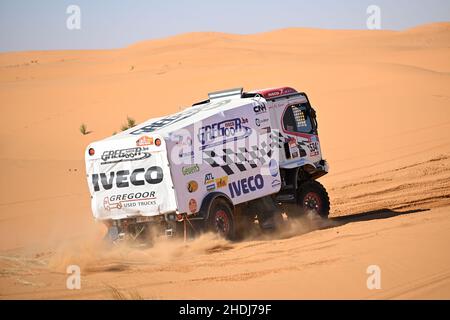 534 Bowens Igor (bel), Boerboom Ulrich (bel), Wade Syndiely (sen), Gregoor Racing Team, Iveco T-Way, T5 FIA Camion, in azione durante la tappa 5 del Rally Dakar 2022 intorno a Riyadh, il 6th 2022 gennaio a Riyadh, Arabia Saudita - Foto Gigi Soldano/DPPI Foto Stock