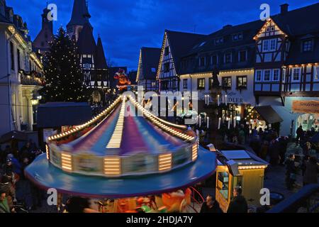 giostra, mercatino di natale, michelstadt, giostre, mercatini di natale, michelstadts Foto Stock