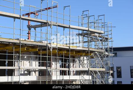 cantiere, ponteggio, carcassa, ponteggio, cantieri, sito, siti, ponteggi Foto Stock