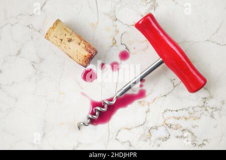 sughero, cavatappi, tappi, cavatappi Foto Stock