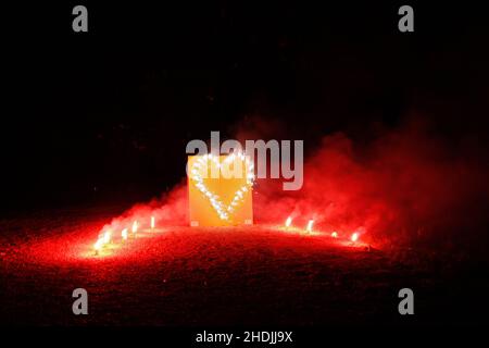 cuore, a forma di cuore, esposizione di fuochi d'artificio, cuori, cuore-shaped, fuochi d'artificio Foto Stock