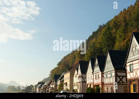 bad schandau, casa di sette fratelli, bad schandaus Foto Stock