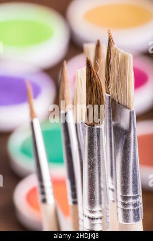 pennello, vernici acquerello, pennello, pennelli acquerelli, vernice acquerello, pennellini per pittura Foto Stock