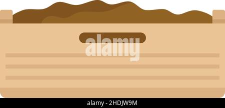 Icona casella legno fertilizzante. Illustrazione piatta dell'icona del vettore della scatola di legno del fertilizzante isolata su sfondo bianco Illustrazione Vettoriale