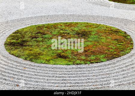 Giardino tradizionale scolpito a mano in pietra e sabbia; Portland Japanese Gardens; Portland; Oregon; USA Foto Stock