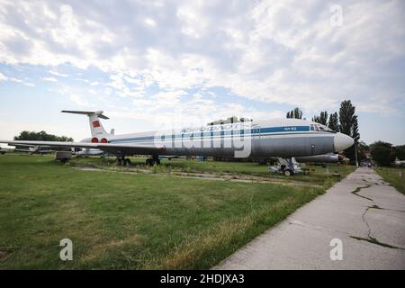 KIEV, UCRAINA - 01 AGOSTO 2021: Aeroflot Ilyushin il-62 esposto al Museo dell'Aviazione statale di Oleg Antonov Foto Stock