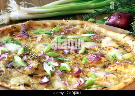 pizza, torte flambée, pizze, torte flambées Foto Stock