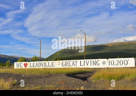 La storica città mineraria a 10'000 piedi, Leadville CO Foto Stock