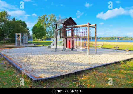 parco giochi, spiaggia di niemtsch, parco giochi Foto Stock