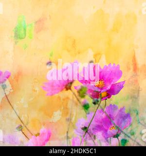 fiori, pittura, mezzi misti, fiore, fiore valentain, disegno Foto Stock