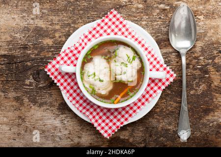 ciotola per zuppa, zuppa di gnocchi di semola, ciotole per zuppa Foto Stock