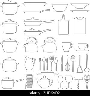 Set di utensili da cucina, illustrazione vettoriale Illustrazione Vettoriale