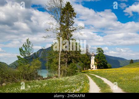 walchensee, margarethen-kircherl, walchensees Foto Stock