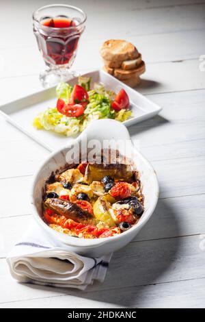 scanalati, casseruola, vegetariano, antipasto, scanalati, casseruole, vegetariani, antipasti Foto Stock