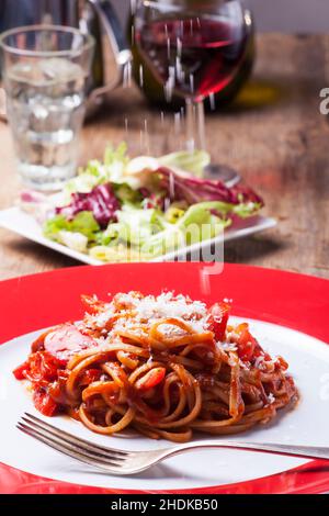 spaghetti, parmigiano, bolognese, spaghettis, parmigiano, bolognesi Foto Stock
