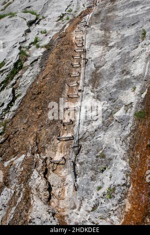 montagne di karwendel, via ferrata, via ferrate Foto Stock