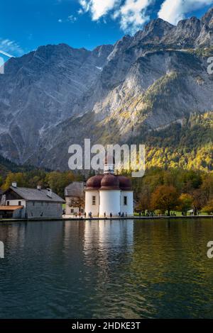 königssee, st. bartolomeo, königssees, st. bartolomews Foto Stock