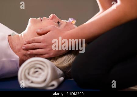 rilassamento, terapia della pietra, massaggio, pratica del massaggio, relax, terapie lapidei, massaggi, massaggi Foto Stock