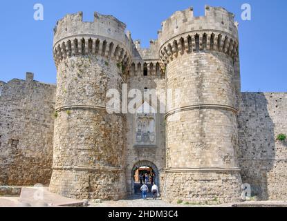 Agia Ekaterinis Gate, Città Vecchia, la città di Rodi, rodi, Dodecanneso, Grecia Foto Stock