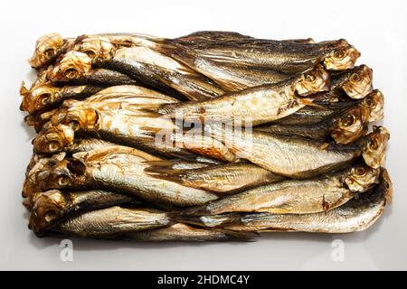 pesce affumicato, spratto, peperoni, spratti Foto Stock