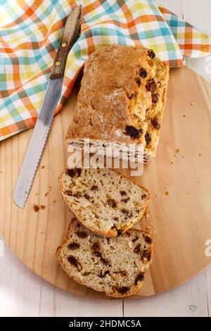 pane affettato, uvetta, fette, pane d'uva passa Foto Stock